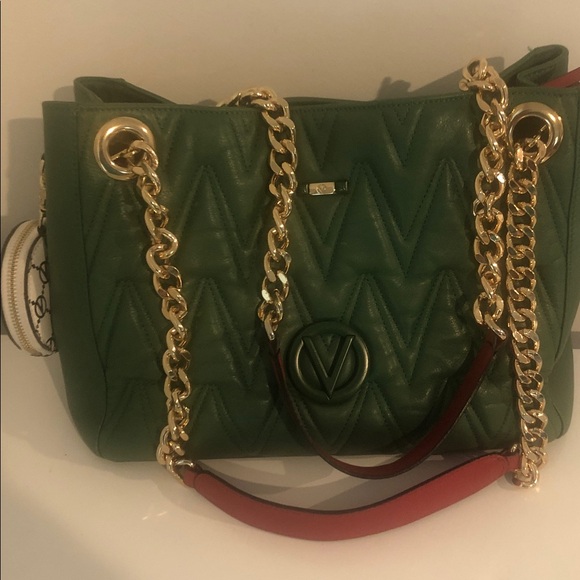 Valentino by Mario Valentino Handbags - Valentino By Mario Valentino Luisa Diamond Leather Shoulder Bag, Green